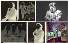 6 Negatives Featuring Moe Howard, His Family and The Three Stooges -- Various Sizes Including Four 8 x 10 -- Very Good